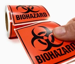 Biohazard 3″ x 3″ Perforated Stickers 250 Count Roll Warning Safety Label