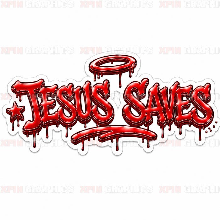 Jesus Saves Graffiti Vinyl Decal Sticker Religious God Lord C