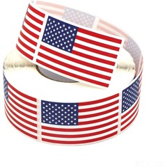 American Flag Stickers 500 Count Waterproof 2″ x 1.2″ Decorations
