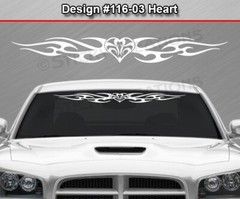 116-03 HEART Windshield Decal Window Sticker Vinyl Graphic Tribal Heart Car SUV