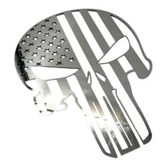 Punisher Skull Thin Blue Line Emblem American Flag (Polished Stainless Steel)