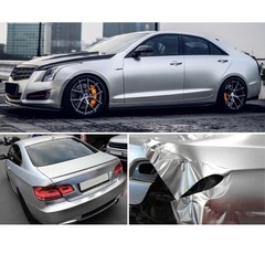 30*150CM Satin Matte Chrome Metallic Silver Vinyl Film Wrap Sticker Bubble