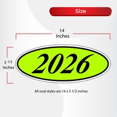 Car Windshield Year Stickers 2012-2026 Oval Dealership Decals Printed in USA