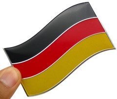 METAL Wavy German Flag Sticker Decal Emblem Bumper Sticker Auto, Truck Germany