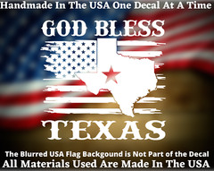 God Bless Texas Texas Flag Vinyl Decal USA Seller