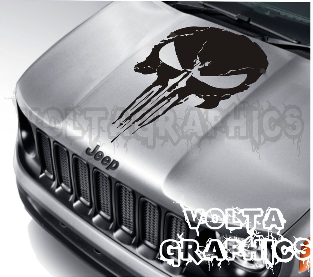 Vinyl Hood Decal for Jeep Renegade 2015-2024 dripping cracked the punisher USA