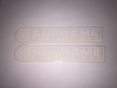 2 Pack Supreme Suspensions Racing Decals Stickers 1.5″ x 8″ White Letters Vinyl