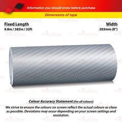 8″ Vinyl Pinstriping Pin Stripe Styling Tape Sticker 203mm CARBON FIBER SILVER