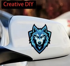 LED BLUE WOLF HEAD DOG 6” LARGE Waterproof UV Resistant Vinyl Sticker Decal 1PC