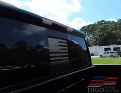2019-2023 Chevy Silverado Sierra Back Middle Window American Flag Outdoor Scene
