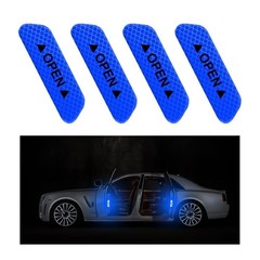 4Pcs Blue Reflective Door Open Warning Stickers Fits Car