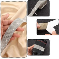 90cm Silver White Rhinestone Diamond Crystal Bling Decor Sticker Car Accessories