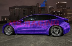 PET Damascus Steel Forged Carbon Fiber Satin Royal Purple Car Vinyl Sticker