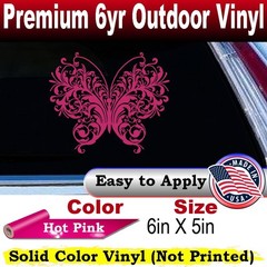 Swirl Butterfly Car or Truck Window Laptop Decal Sticker Hot Pink 6X5