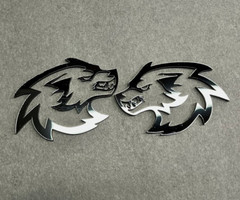 Wolf Badges Emblem Car/Truck, (2) BADGES, Fender Angry Agressive Raging