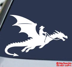 COWBOY RIDING ON A DRAGON Vinyl Decal Sticker Car Truck Rear Window Bumper JDM