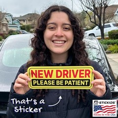 Stickios New Driver Stickers (Non-Magnetic) for Cars & Windows – Yellow