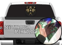 P316 MASON FREEMASON Rear Window Tint Graphic Decal Wrap Back Pickup Graphics