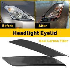 2/4x 2003-2009 Fits 350Z Headlight NISSAN Eyelids Cover Trim Eyebrow Carbon Fibe