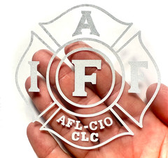 ORIGINAL IAFF WHITE REFLECTIVE TRANSFER DECAL – FIREFIGHTER 4″ – Licensed