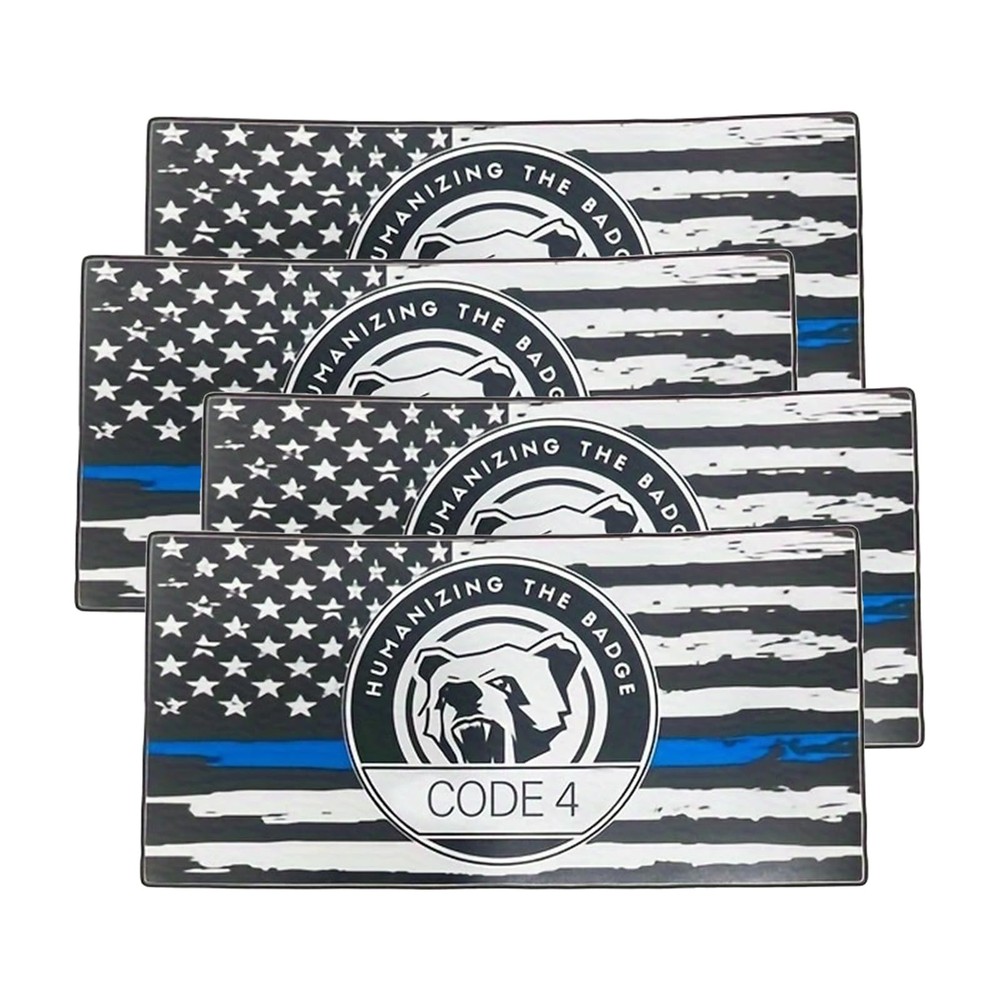 ZIMISI Thin Blue Line Sticker Code 4, Vinyl Bumper Car 4PCS, Black&blue&white