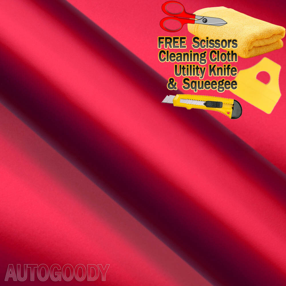480″x60″ Satin Matte Chrome Metallic Red Vinyl Film Wrap Bubble Free 40ft x 5ft