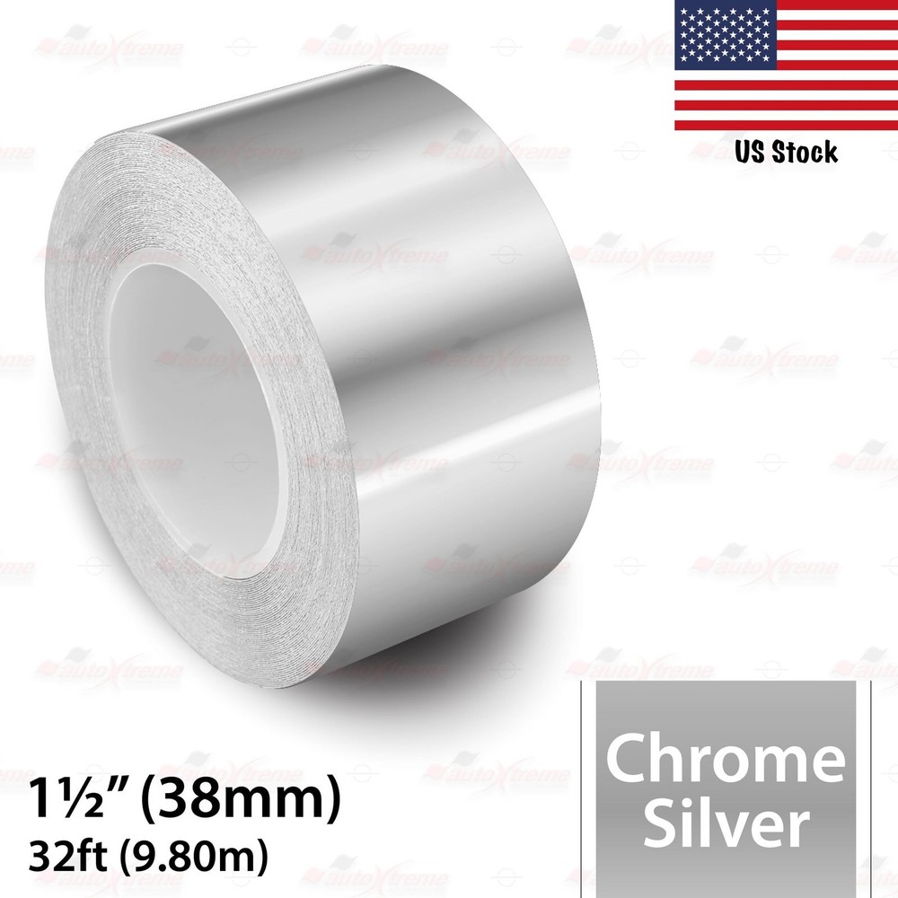 1-1/2″ Vinyl Pinstriping Pin Stripe Car Styling Tape Sticker 38mm CHROME SILVER