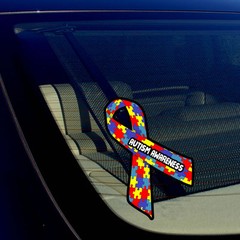Autism Awareness Puzzle Ribbon Auto Window Bumper Sticker Decal 5″ Inches Long