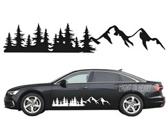 Fit For Caravan Trailer Truck Graphics Mountain Forest Sticker Car Side Decals