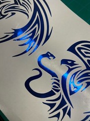 2 Tribal Decal Aztec Mexican Flag Chrome Royal Blue Bumper Stickers Truck Window