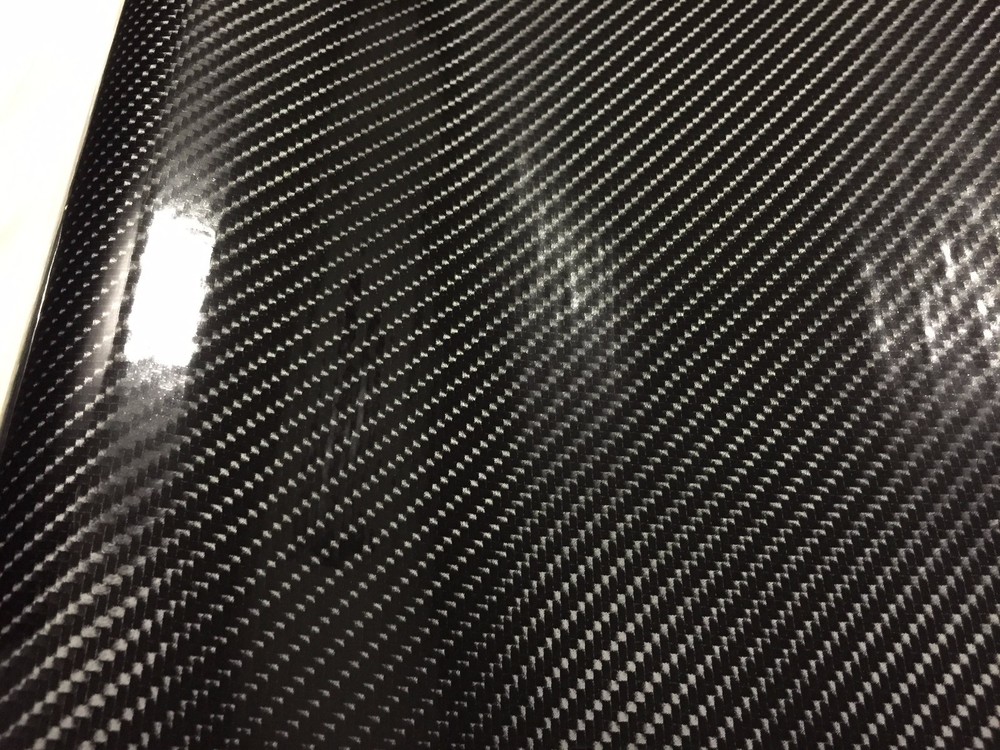 6FTx5FT 6D Black Glossy Carbon Fiber CF Vinyl Car Wrap Film Sticker Decal Sheet