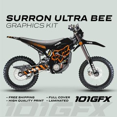 Surron Ultra Bee Graphics Kit FOX RACE LINE Black Orange Decals Stickers