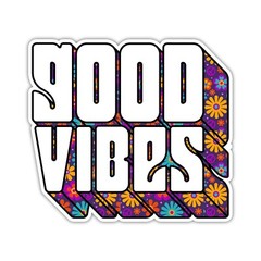 70’s Good Vibes Flower Floral Sticker Groovy Retro Car Window Bumper Decal Love