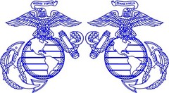 Marines Corp Emblem USMC Left and Right Vinyl Decal Multiple Colors and Sizes