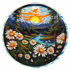 Field of Daisies Sticker Decal Car Truck Window Bumper Vinyl Decal Flowers