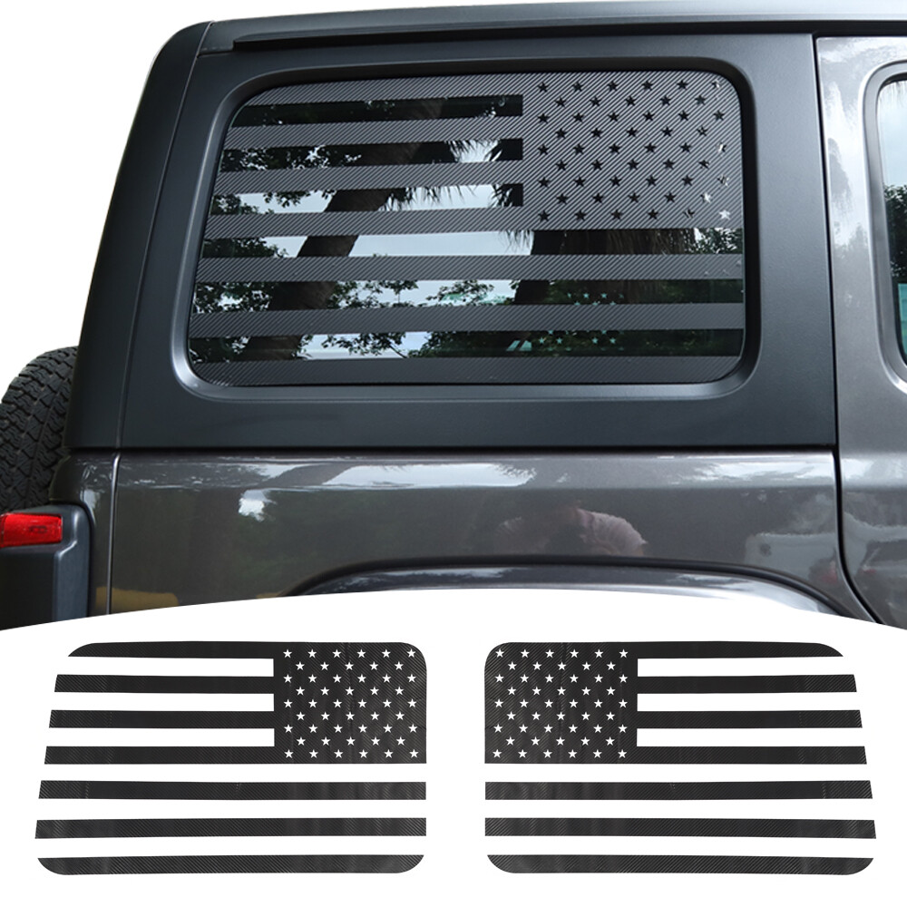 Carbon Fiber Rear Window Decor Sticker Decal for Jeep Wrangler JL 2018+ USA Flag
