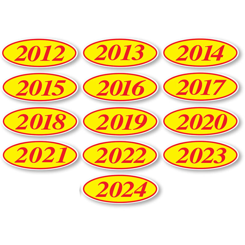 Red-Yellow Oval Year Stickers 4 Digit (12) – 2012
