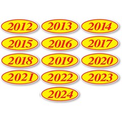 Red-Yellow Oval Year Stickers 4 Digit (12) – 2012