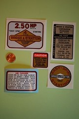 Briggs & Stratton engine decals 1960’s edger 2.50hp Set