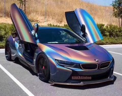 Chameleon Grey / Car Mirror Chrome Holographic Vinyl Wrap PVC Sticker Stretch US