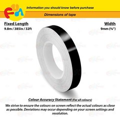 GLOSS BLACK 9mm 3/8″ Roll Pin Stripe PinStriping Line Tape Vinyl Car MC STICKER