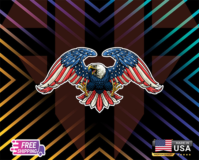 Bald Eagle American Flag+Window,Glass,Etc Decal 6 Years+LAMINATED ++Free Sticker
