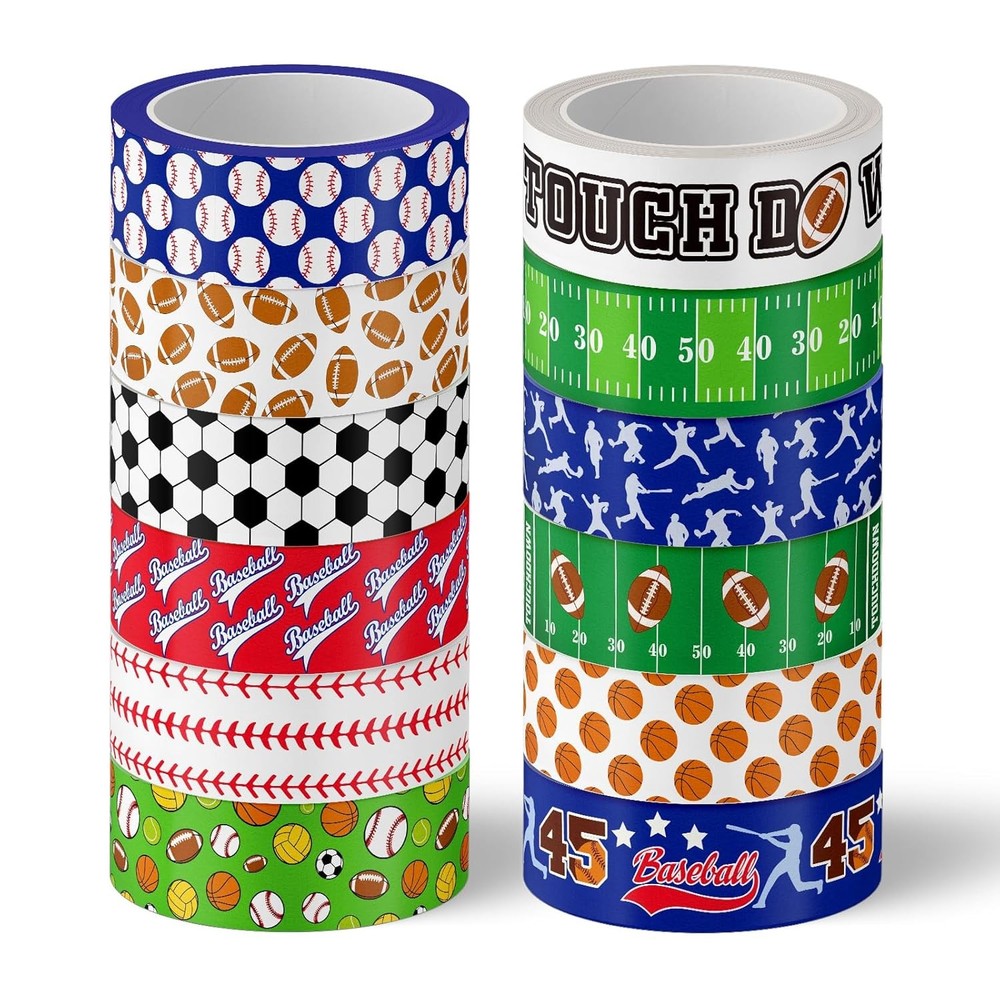 Whaline 12 Rolls Sports Theme Washi Tape Sport Balls Multicolor