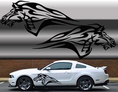 Universal Mustang flaming horse Truck or car decal set in Black 20″x48″