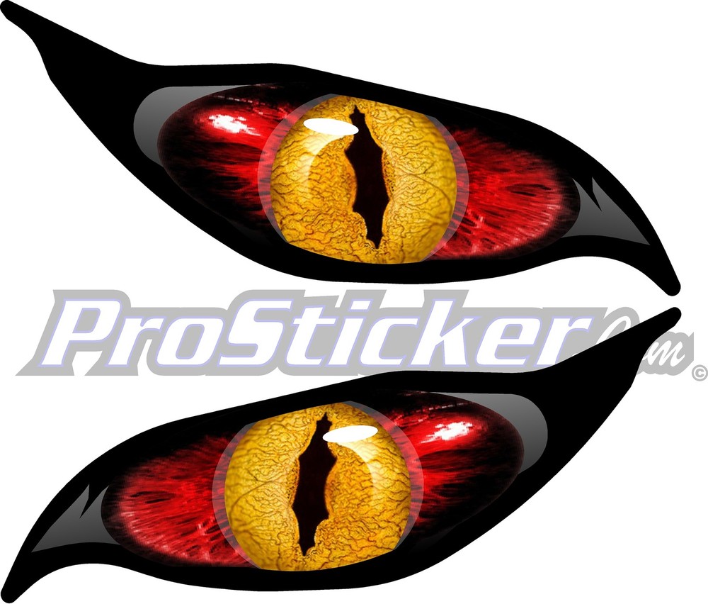 1 Set Yellow Red Evil Eye Monster Zombie Decal Sticker Each Eye 2.25″ x 5″ 9005