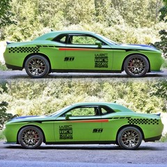 2X Waterproof Vinyl Graphics Decals Car Door Body Side Stickers Kit Black/Red