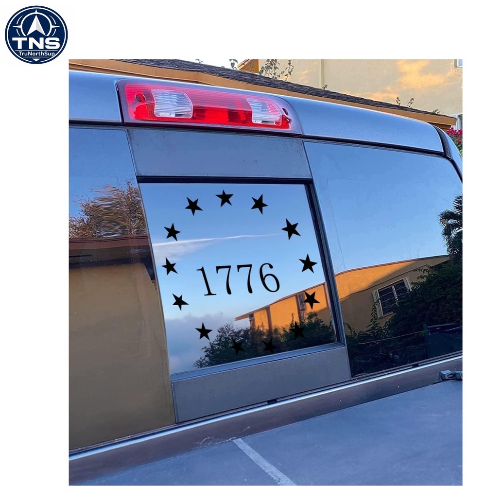 American flag truck decal for Dodge Ram rear middle window 2009-2023 matte bl…