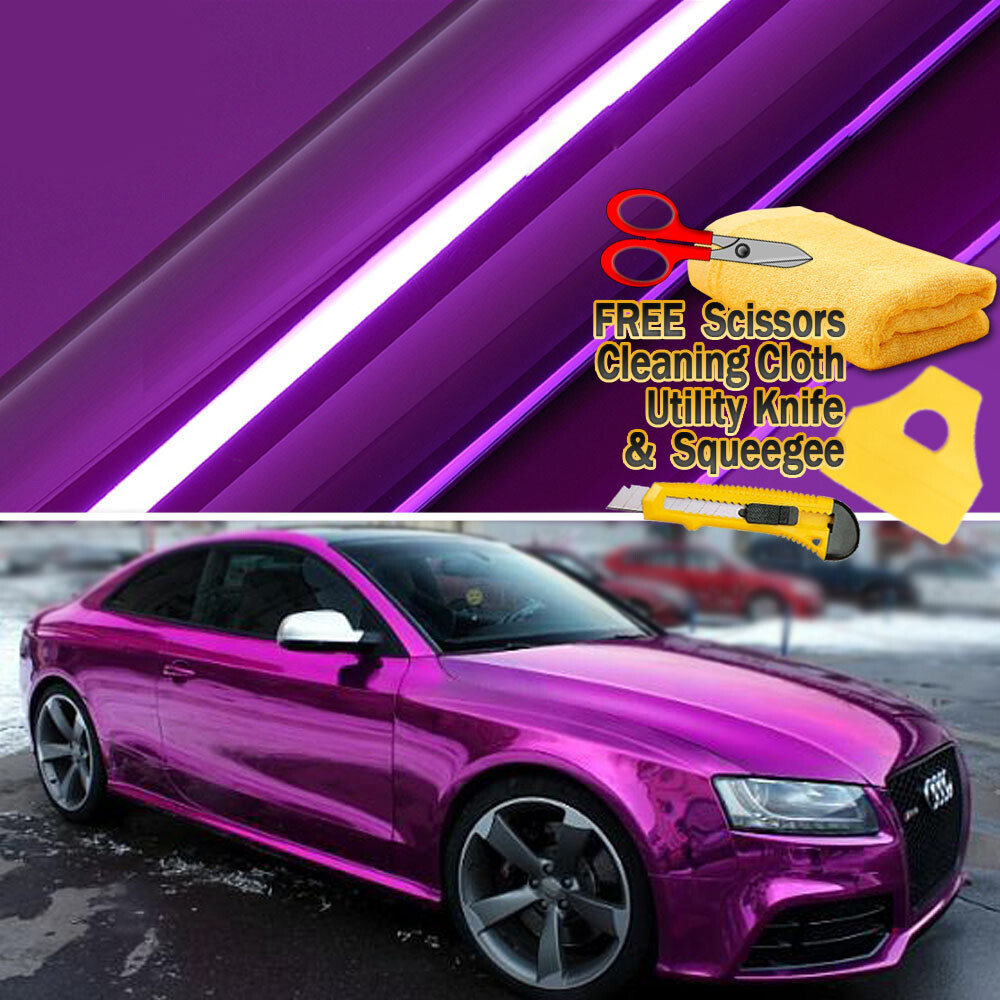 360″ x 60″ Purple Chrome Mirror Vinyl Film Wrap Sticker Stretchable 30ft x 5ft