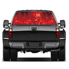 Fit For Dodge Ram 1500 Car Sticker Rear Window Flaming Skull Decal Graphics Trim