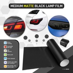 Black Car Light Vinyl Tint Film Fit For Cars, Motorhome, Camper, SUV, Motorcycle